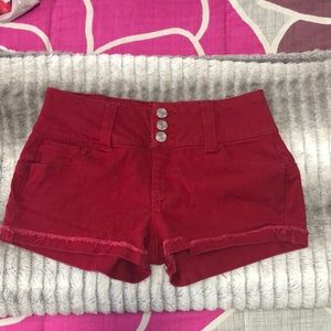 Red jeans shorts
